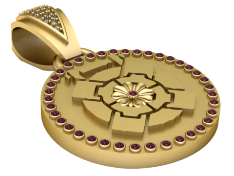 ROUND FLOWER PENDANT 3D Print Model