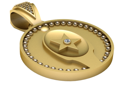 Ruond star and diamound pendant 3D Print Model