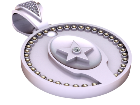 Ruond star and diamound pendant 3D 프린트 모델