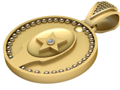 Ruond star and diamound pendant 3D Print Model