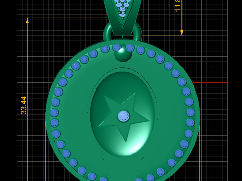 Ruond star and diamound pendant 3D 프린트 모델