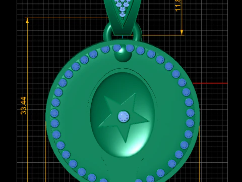 Ruond star and diamound pendant 3D Print Model