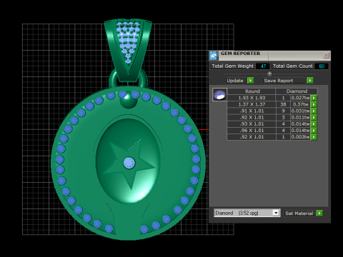 Ruond star and diamound pendant 3D 프린트 모델