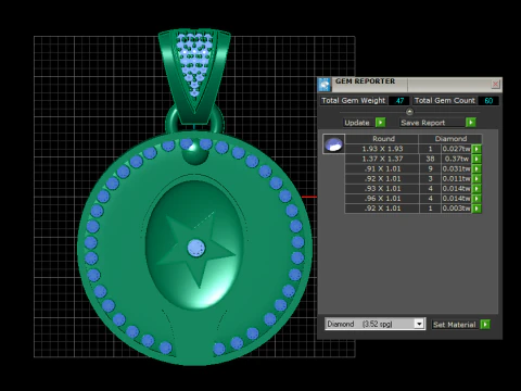 Ruond star and diamound pendant 3D Print Model