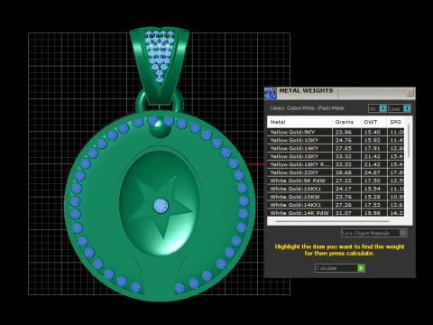 Ruond star and diamound pendant 3D Print Model