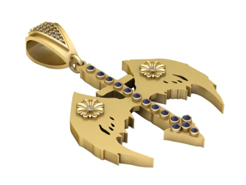 세련된 골드 펜던트를 표현합니다. 3D 프린트 모델