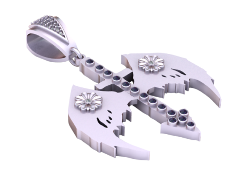 Depicts a stylish gold pendant 3D printmodel