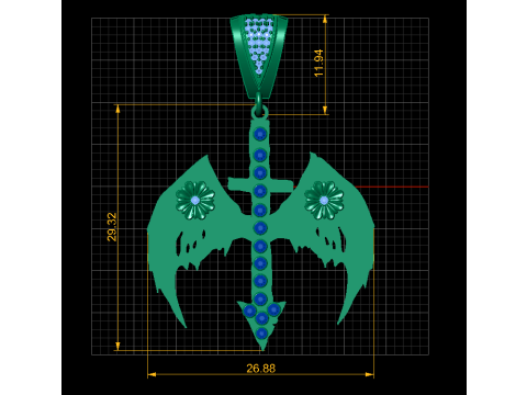 Depicts a stylish gold pendant 3D printmodel