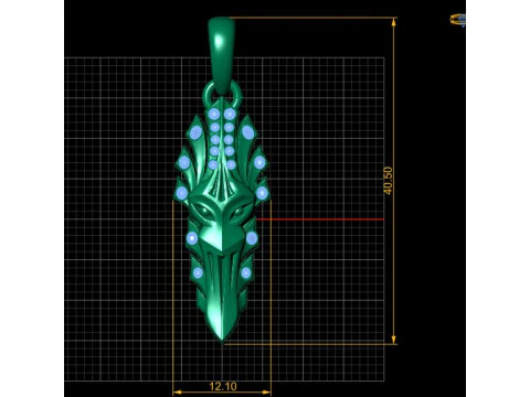 Mystic Wolf Spearhead Pendant 3D Print Model
