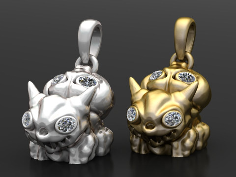 Double Baby Monster Pendant Model do druku 3D