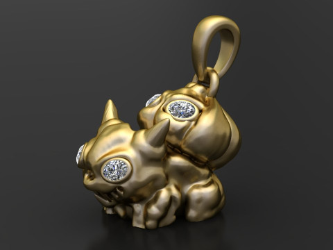 Double Baby Monster Pendant 3D Baskı Modeli