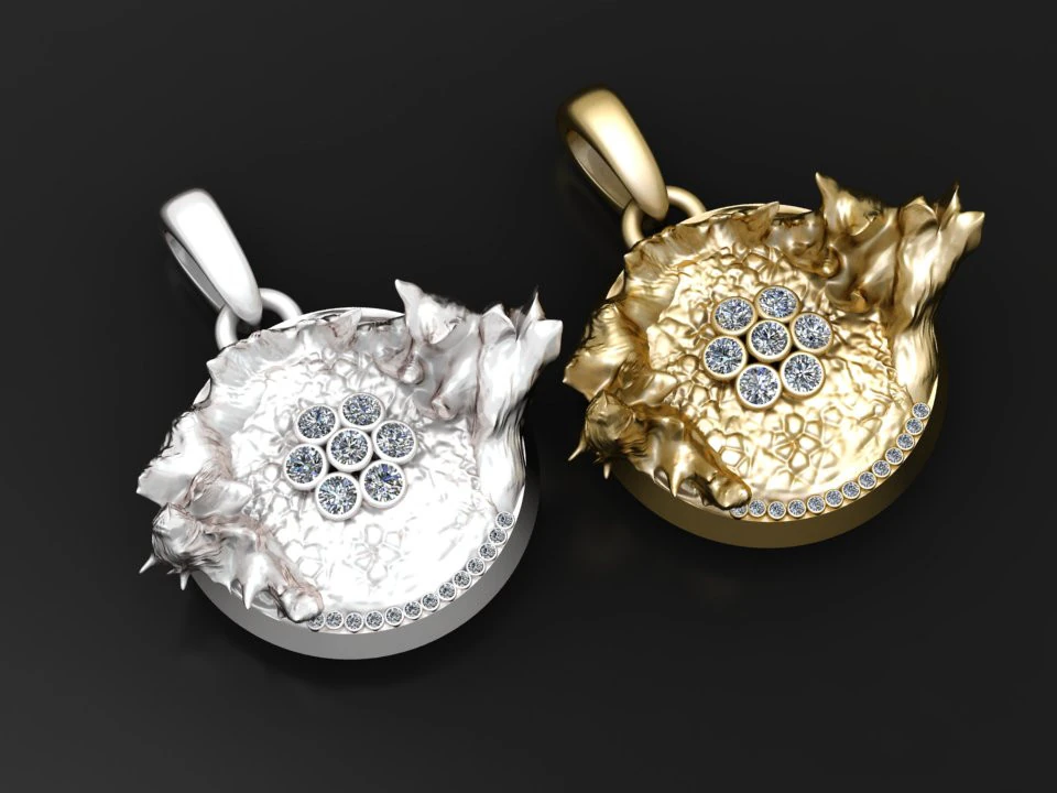 Molten Bloom Medallion Pendant 3D Print Model .c4d .max .obj .3ds .fbx .stl .blend