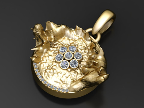 Molten Bloom Medallion Pendant 3D Print Model