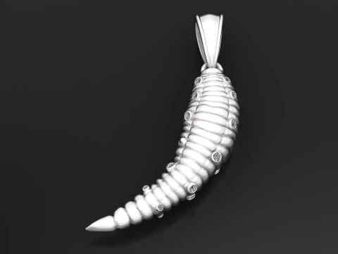 Coiled Horn Diamond Pendant 3D Print Model