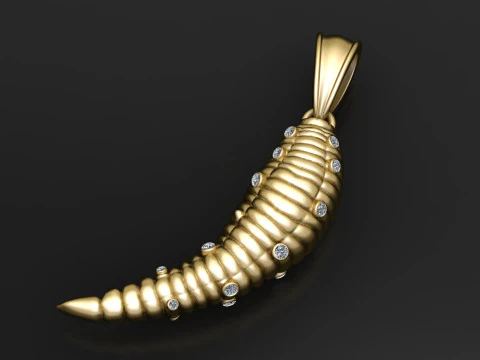 Coiled Horn Diamond Pendant 3D Print Model