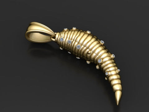 Coiled Horn Diamond Pendant Model do druku 3D