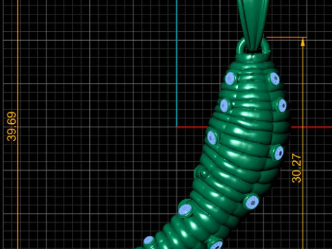 Coiled Horn Diamond Pendant 3D Print Model