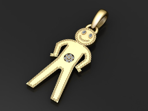 Smiling Stickman Diamond Pendant 3D Принт Модель