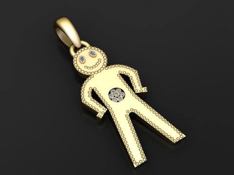 Smiling Stickman Diamond Pendant 3D Принт Модель