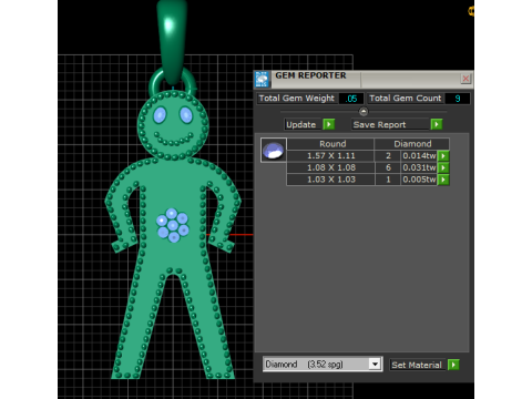 Smiling Stickman Diamond Pendant 3D Принт Модель