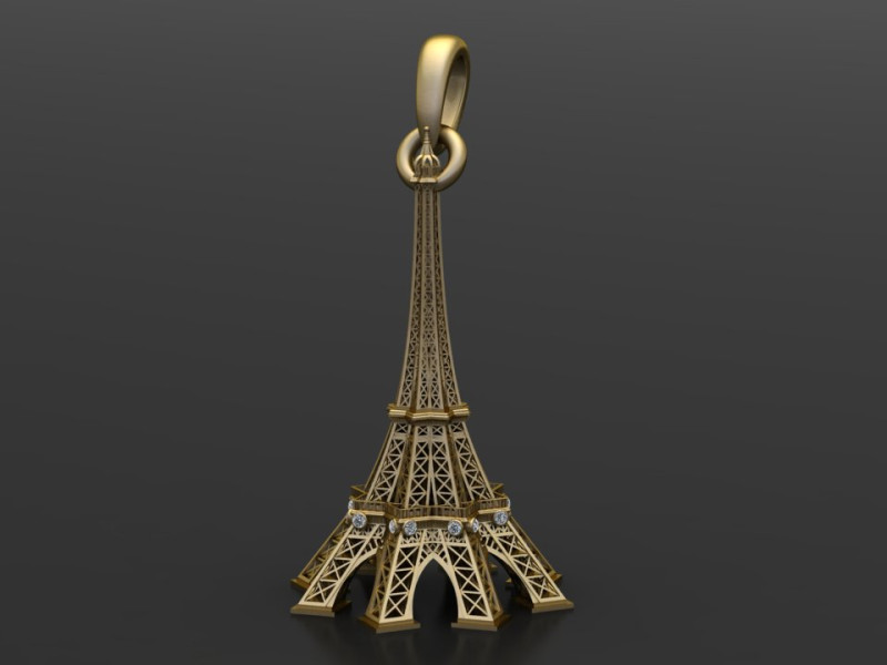 Eiffel Tower Diamond Pendant Model Cetak 3D .c4d .max .obj .3ds .fbx .stl .blend 