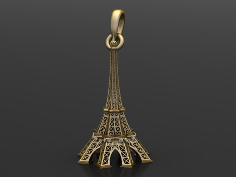 Eiffel Tower Diamond Pendant Model Cetak 3D