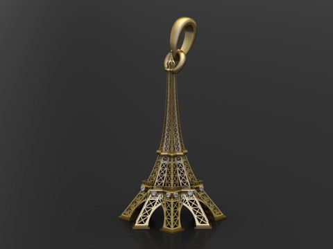 Eiffel Tower Diamond Pendant Model Cetak 3D