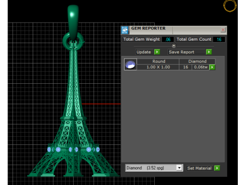 Eiffel Tower Diamond Pendant Model Cetak 3D