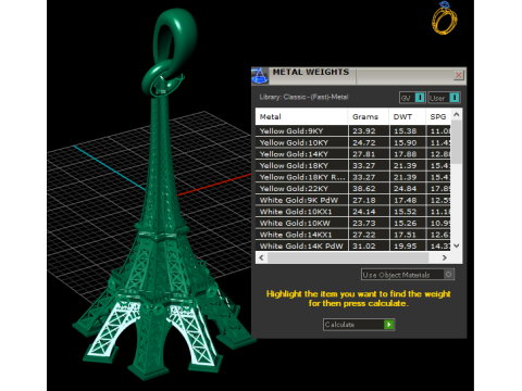 Eiffel Tower Diamond Pendant Model Cetak 3D