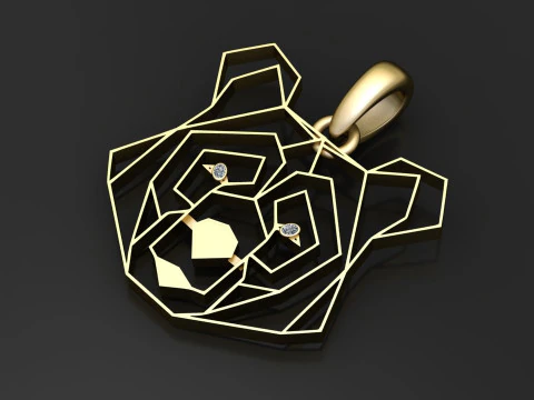 Geometric Bear Head Pendant 3D Print Model