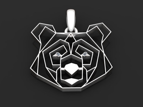 Geometric Bear Head Pendant 3D-printmodel