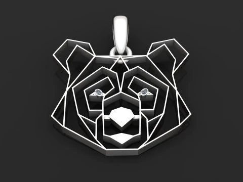 Geometric Bear Head Pendant 3D Print Model