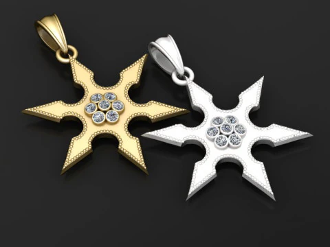 Pendentif Shuriken &eacute;toile diamant Modèles 3D en vedette
