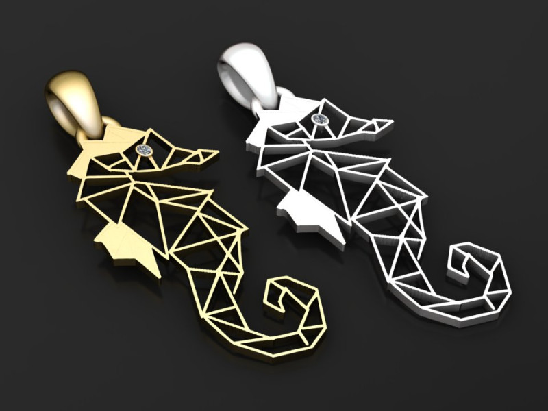 Geometric Seahorse Pendant 3D प्रिंट मॉडल .c4d .max .obj .3ds .fbx .stl .blend 