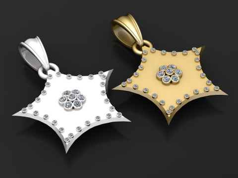 Elegant Star Petal Diamond Pendant 3D Принт Модель