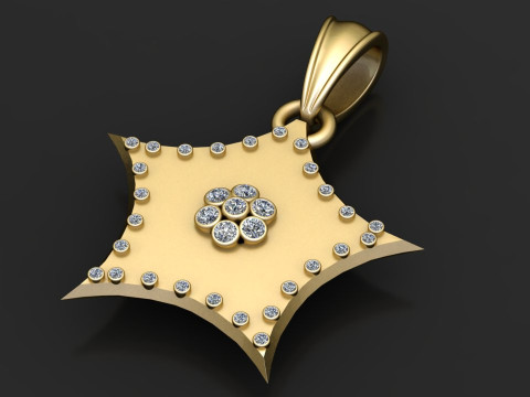 Elegant Star Petal Diamond Pendant 3D Принт Модель