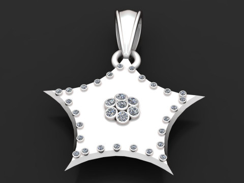 Elegant Star Petal Diamond Pendant 3D Принт Модель