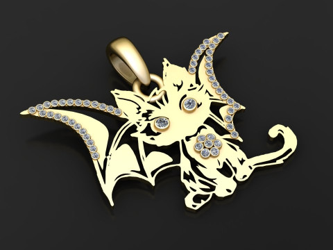 Baby Dragon Cat Pendant 3D Print Model