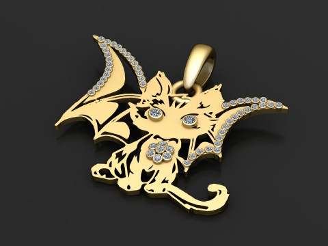 Baby Dragon Cat Pendant 3D Print Model