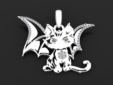 Baby Dragon Cat Pendant 3D Print Model