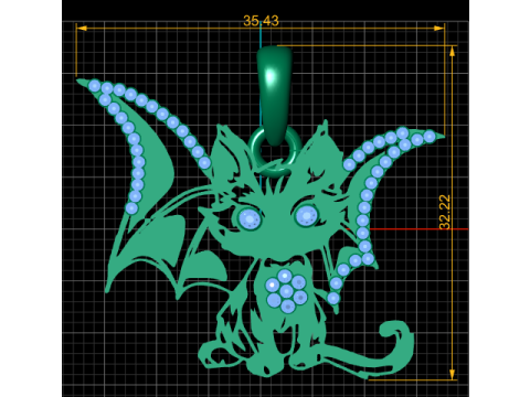 Baby Dragon Cat Pendant 3D Print Model