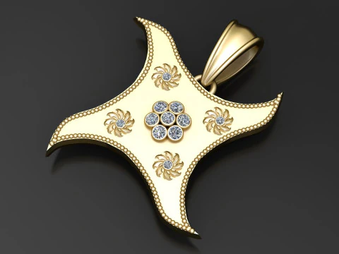 Royal Star Bloom Pendant 3D Print Model
