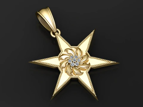 Floral Starburst Pendant 3D Print Model