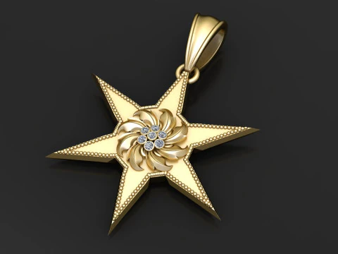 Floral Starburst Pendant 3D Print Model