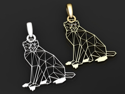 Geometric Sitting Cat Pendant Modelo de Impressão 3D