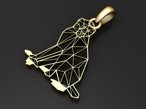 Geometric Sitting Cat Pendant Modelo de impresión 3D