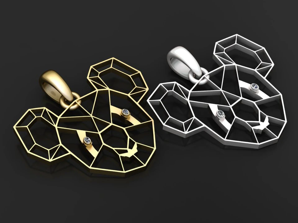 Geometric Panda Face Pendant 3D Print Model .c4d .max .obj .3ds .fbx .stl .blend