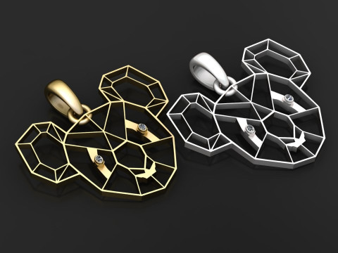 Geometric Panda Face Pendant 3D प्रिंट मॉडल