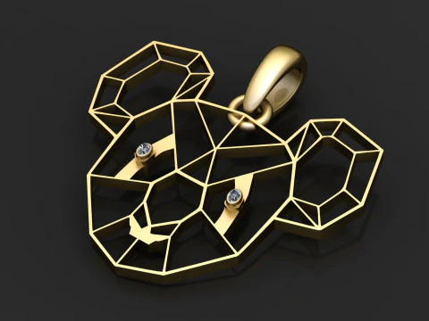 Geometric Panda Face Pendant 3D Print Model