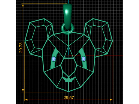 Geometric Panda Face Pendant 3D Print Model